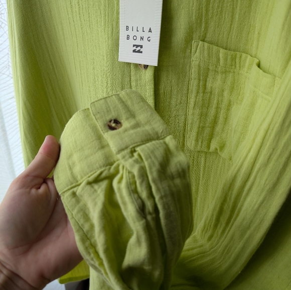 99.Nwt Billabong Lime Casual Button Down Shirt - Picture 3 of 4